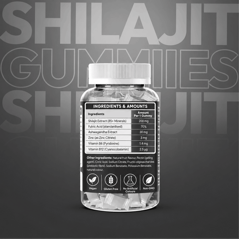 Shilajit Gummies with Ashwagandha – 60 Vegan Gummies