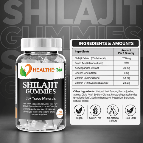 Shilajit Gummies with Ashwagandha – 60 Vegan Gummies