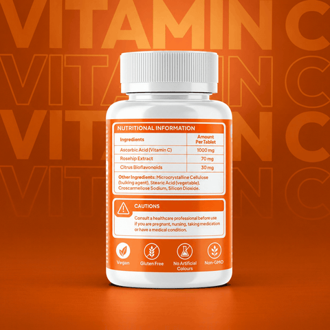 Vitamin C Tablets with Rosehip & Bioflavonoids – 60 Vegan Tablets