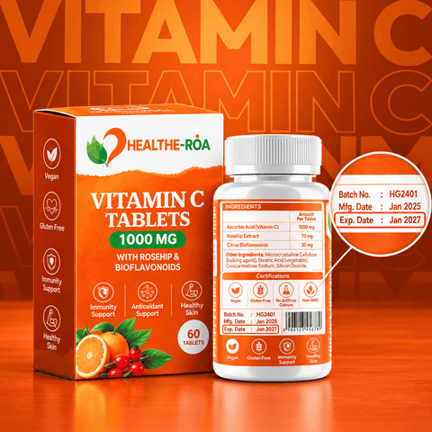 Vitamin C Tablets with Rosehip & Bioflavonoids – 60 Vegan Tablets